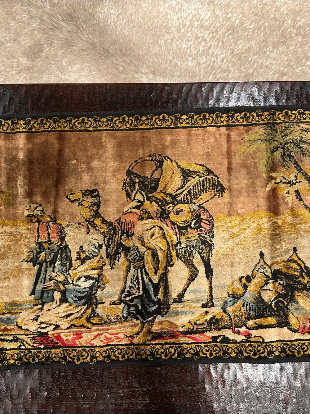 Vintage Desert Caravan Tapestry Runner in Gold and Brown